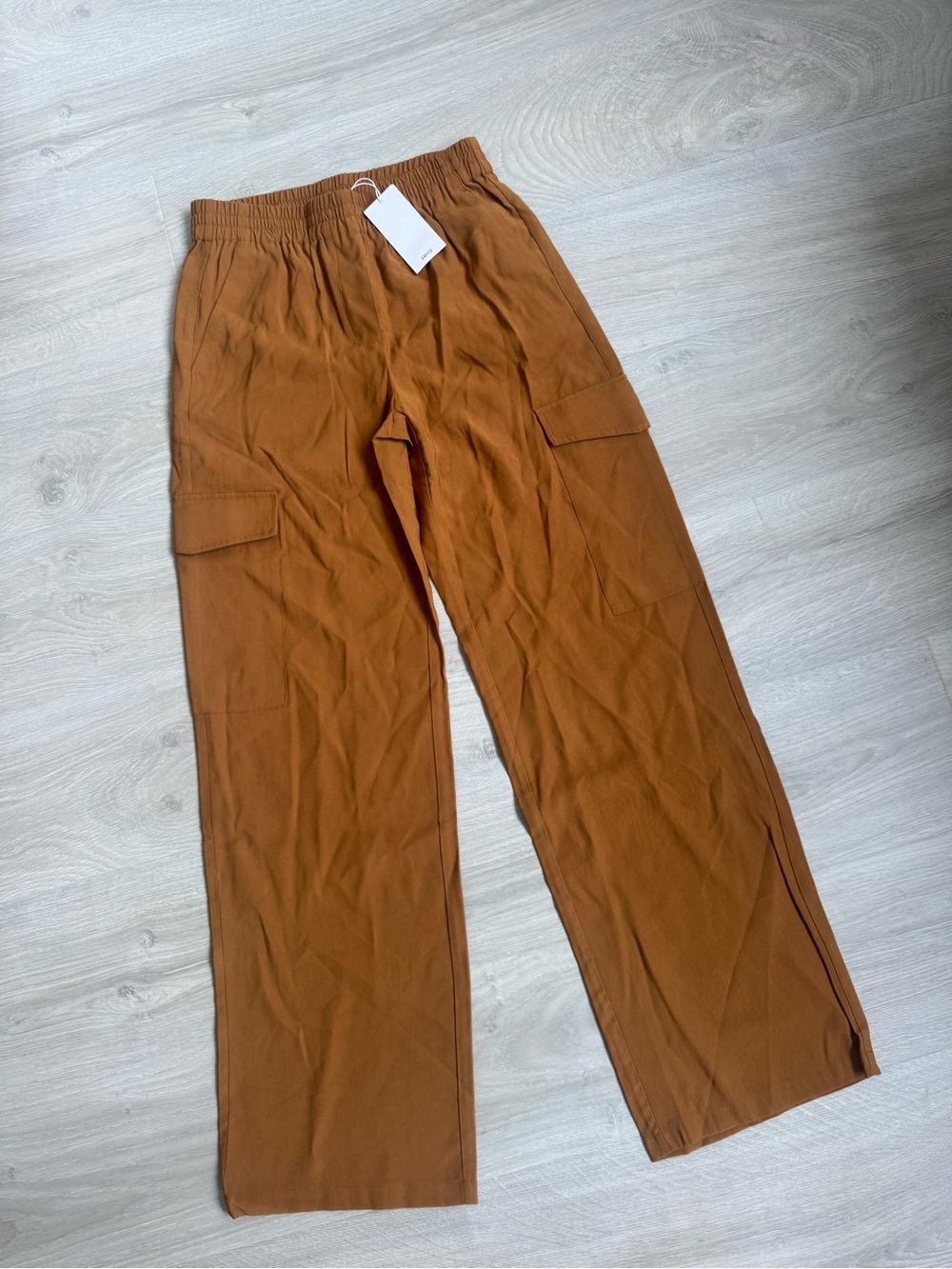 Mango Rust Orange Wide Leg Cargo Pants Size S NWT